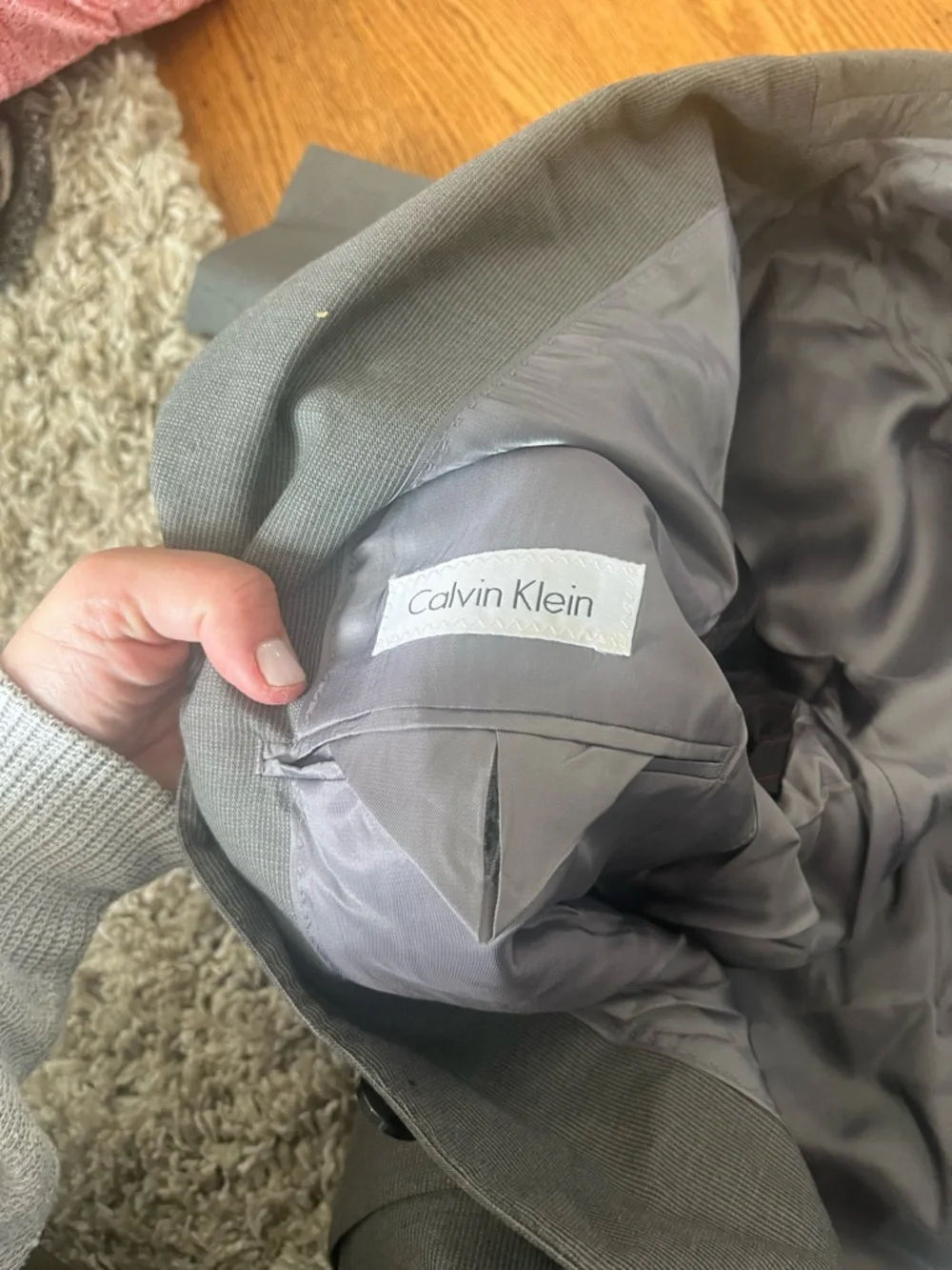Calvin Klein size 40L gray suit jacket